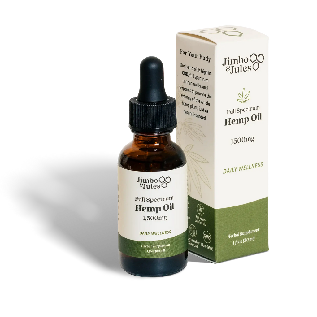 Dropper bottle and box of full spectrum hemp oil CBD